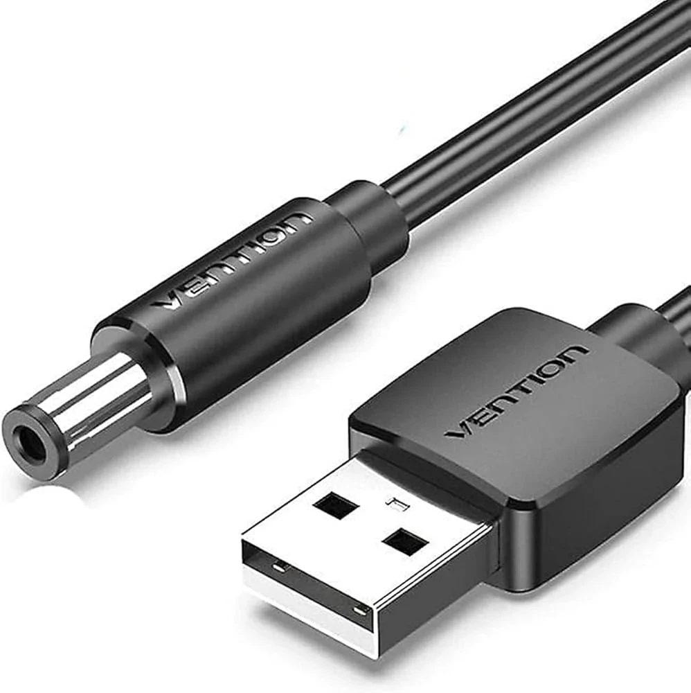 Vention USB to 3.5mm Barrel Jack 5V DC Power Cable Black 1.5m(VEN CEXBG)