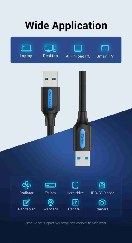 Vention USB 3.0 A Male to A Male Cable 1.5M Black PVC Type(VEN CONBG)