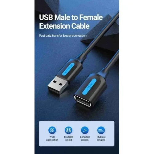 Vention USB 2.0 A Male to A Female Extension Cable 1.5M Black PVC Type(VEN CBIBG)