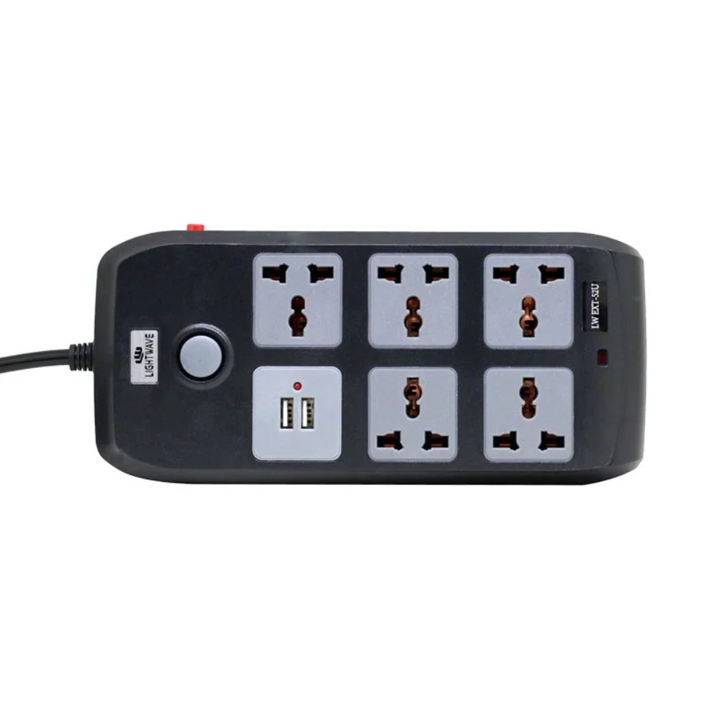 Lightwave 5-Way Extension Socket 3 Metres with USB-LW EXT 52U