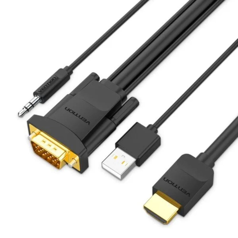 Vention HDMI to VGA Cable with Audio Output & USB Power Supply 1.5M-VEN ABIBG