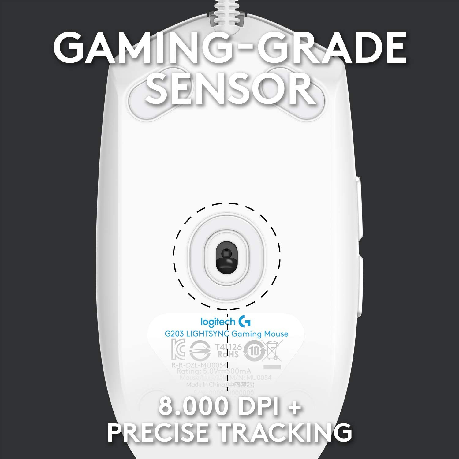 Logitech LIGHTSYNC Gaming Mouse G203-White (910-005797)