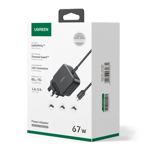 UGREEN USB-C 67W PD GaN Tech Power Adapter UK+3 DC Connectors - X377
