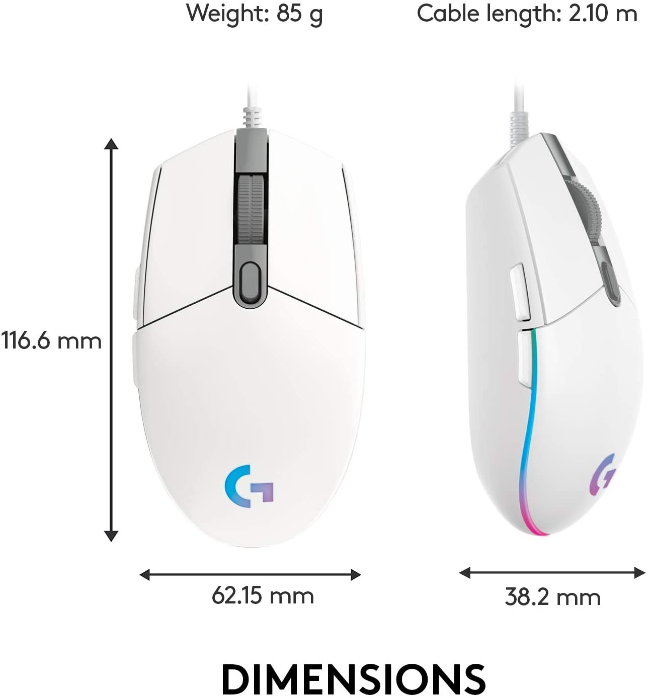 Logitech LIGHTSYNC Gaming Mouse G203-White (910-005797)