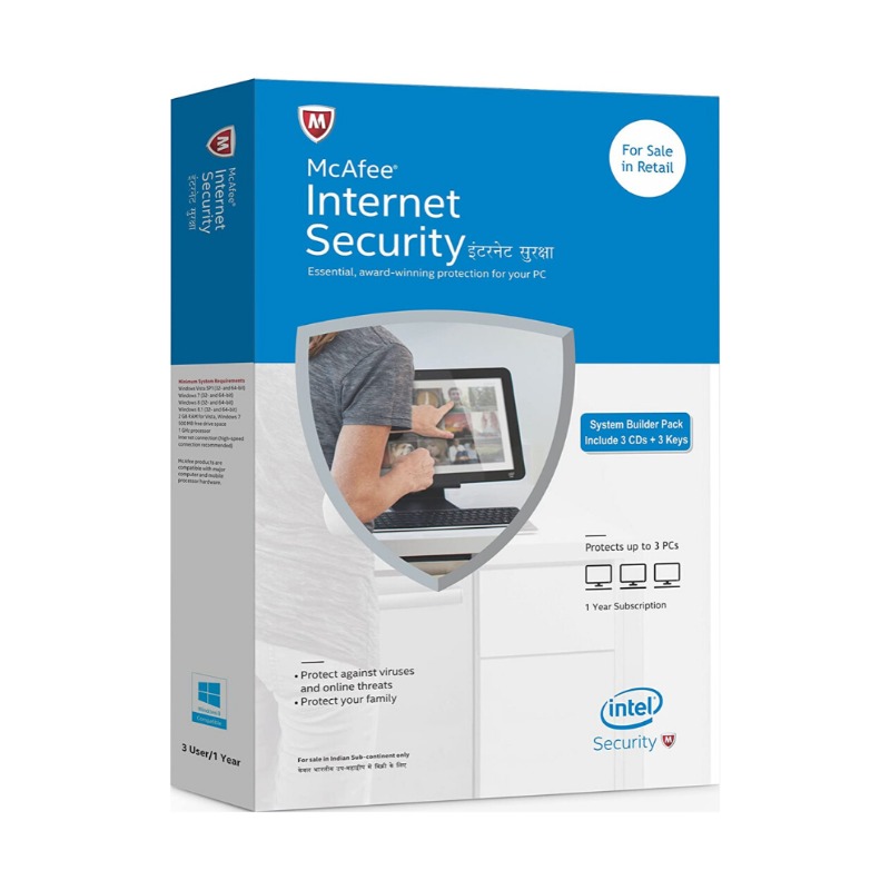 mcafee internet security - 3 users, 1 year