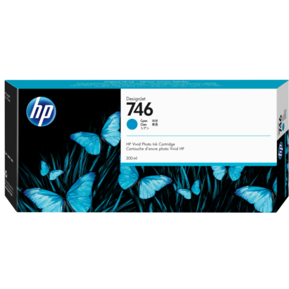 HP 746 300-ml Cyan DesignJet Ink Cartridge, P2V80A