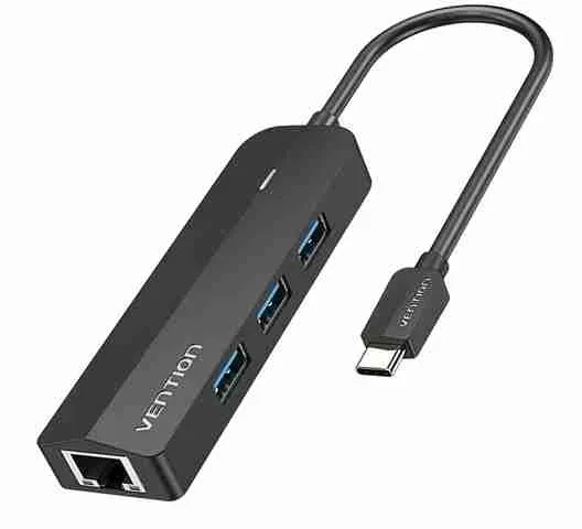 Vention 3 PORTS USB 2.0 HUB 0.15M with LAN Black-VEN CHPBB