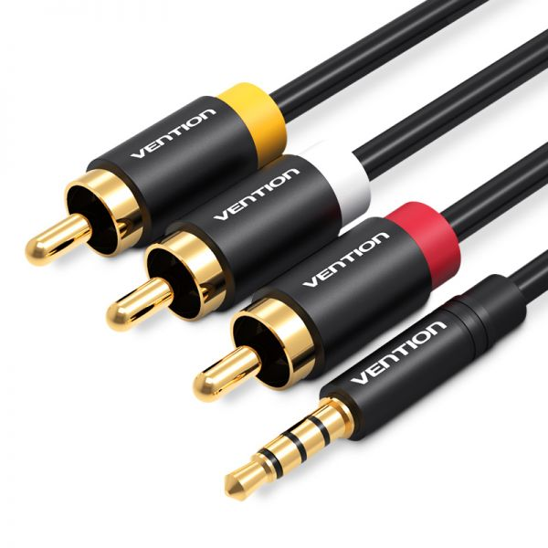 VENTION 3.5MM TO 3RCA AV CABLE 2M BLACK - (VEN-VAB-R07-B200)
